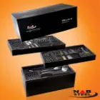 جعبه چوبی سرویس 116 پارچه ناب استیل مدل پالرمو دورطلایی جعبه کادویی