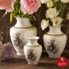 گلدان چینی زرین رعنا طرح ویلیج سایز متوسط
