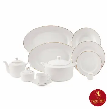 سرویس 12 نفره چینی زرین قالب رادیانس طرح زرین لب طلایی