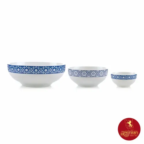 سرویس پیاله چینی زرین ایتالیا اف طرح میبد سرمه ای 13 پارچه