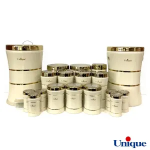 سرویس یونیک 18 پارچه کمرباریک خطی کرم طلا UN-4690