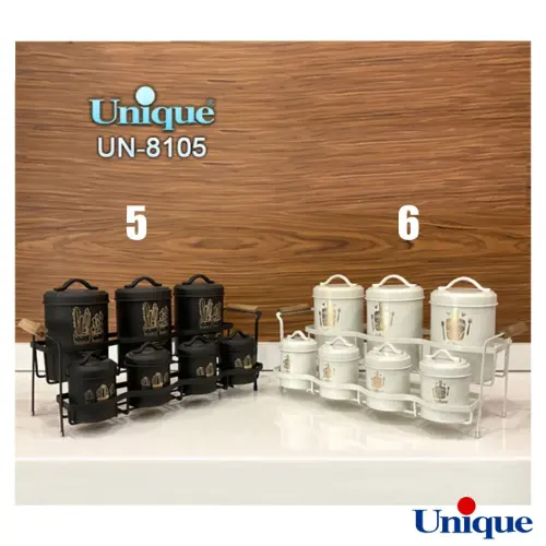 ست ادویه یونیک 7 عددی پایه دار درب فلزی UN-8105