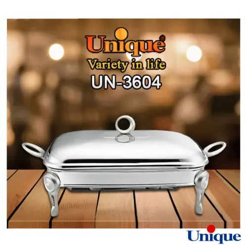 سوفله خوری یونیک مستطیل متوسط نگین دار نقره ای UN-3604