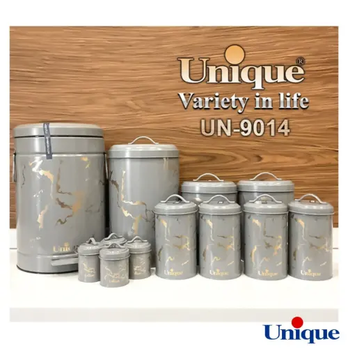 سرویس آشپزخانه یونیک فانتزی 8+4 پارچه طوسی ماربل طلایی UN-9014