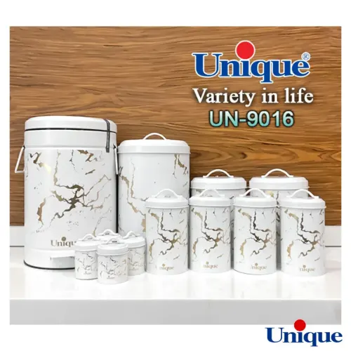سرویس آشپزخانه یونیک فانتزی 8+4 پارچه سفید ماربل طلایی UN-9016