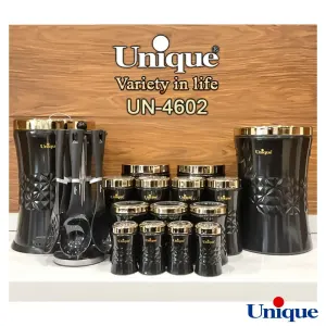 سرویس آشپزخانه 15 پارچه یونیک ونیز مشکی طلایی UN-4602