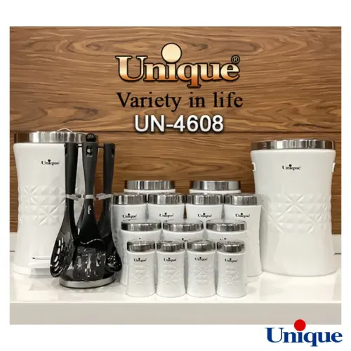 سرویس آشپزخانه 15 پارچه یونیک ونیز سفید استیل UN-4608