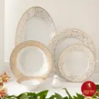 سرویس چینی زرین شهرزاد طرح ژئومتریکال نقره ای 6 نفره 35 پارچه