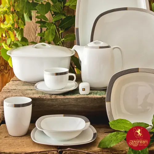 سرویس چینی زرین کواترو طرح وگاس اوریت 12 نفره 98 پارچه