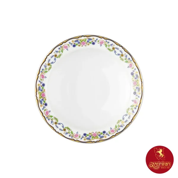 بشقاب پیش دستی چینی زرین ایتالیا اف طرح گلستان 6 عددی سایز 19