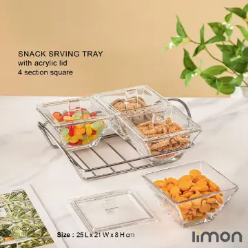 اردورخوری شیشه ای مربع 4 خانه لیمون