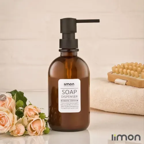 جا مایعی گرد شیشه ای 450cc لیمون