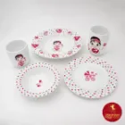 سرویس کودک چینی زرین طرح نیوبرن صورتی 5 پارچه با لیوان