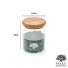 بانکه ادویه شیشه ای با درب چوبی تیریتی قطر 10 ارتفاع 10 مدل G 5010
