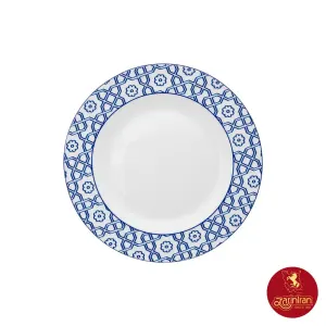بشقاب پیش دستی چینی زرین ایتالیا اف طرح میبد سرمه ای 6 عددی سایز 19