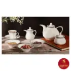 سرویس چای خوری چینی زرین شهرزاد طرح وایت رز 12 پارچه