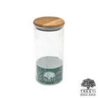 بانکه ادویه شیشه ای با درب چوبی تیریتی قطر 10 ارتفاع 20 مدل G 5012
