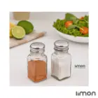 نمک پاش چهارگوش شیشه ای دو عددی درب استیل لیمون