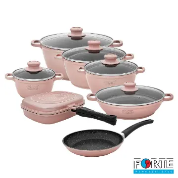 سرویس قابلمه گرانیتی 14 پارچه فورته Forte مدل پریما رزگلد