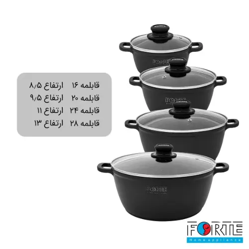 سرویس قابلمه گرانیتی 14 پارچه فورته Forte مدل پریما رزگلد