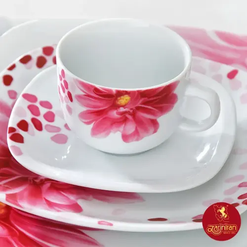 چینی زرین سرویس 12 پارچه چای خوری کواترو طرح آنجلیکا
