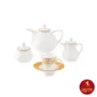 چای خوری سرویس چینی زرین شهرزاد طرح ژئومتریکال طلایی12 نفره 108 پارچه