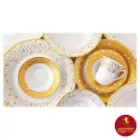 جزییات سرویس چینی زرین شهرزاد طرح ژئومتریکال طلایی12 نفره 108 پارچه