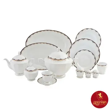 سرویس چینی زرین با کیفیت نئوکلاسیک طرح النور 12 نفره 103 پارچه