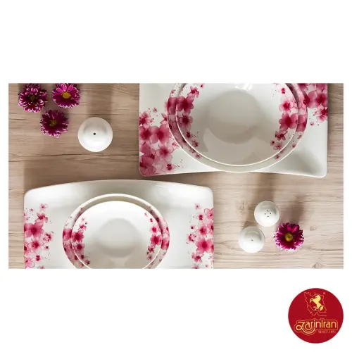 سرویس چینی زرین وینچی طرح آزالیا پینک 6 نفره 30 پارچه