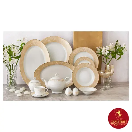 زیباترین سرویس چینی زرین ایتالیا اف گلدن رز