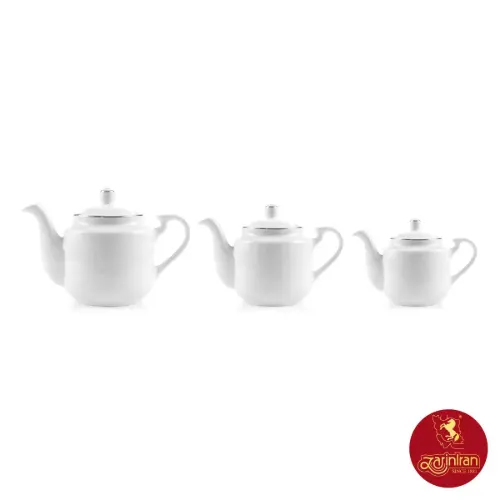 سرویس قوری 6 پارچه چینی زرین استوانه طرح سمن (3 عدد)