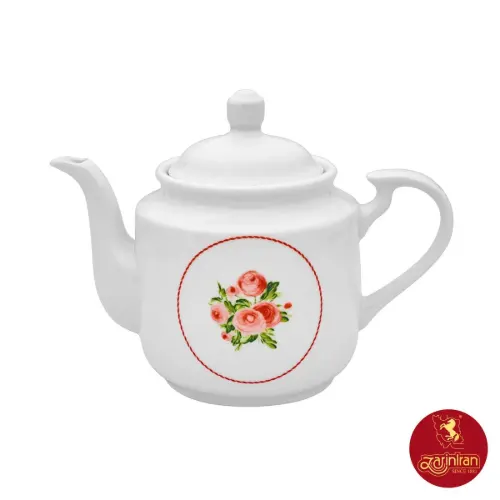 قوری چینی زرین استوانه طرح رزمونت سایز 8