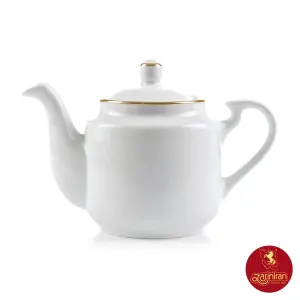 قوری چینی زرین استوانه طرح زرین لب طلایی سایز بزرگ