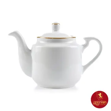 قوری چینی زرین استوانه طرح زرین لب طلایی سایز بزرگ