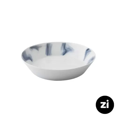 بشقاب گود چینی زرین فرم اس طرح بلو استون سایز 19