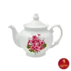 قوری چینی زرین چهار ترک طرح یاس صورتی سایز 5