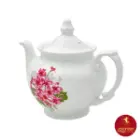 قوری چینی زرین چهار ترک طرح یاس صورتی سایز 5