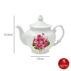 قوری چینی زرین چهار ترک طرح یاس صورتی سایز 5