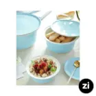 کاسه در دار چینی زرین مارک زی سایز کوچک طرح پاستل آبی