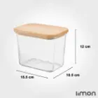 ظرف شیشه ای 920 میلی لیتر درب چوبی لیمون کد 2188