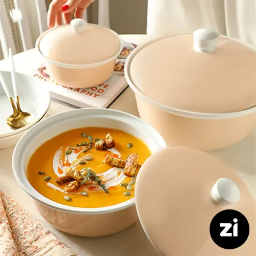 قابلمه چینی زرین مارک زی Zi طرح پاستل آبی سایز 21
