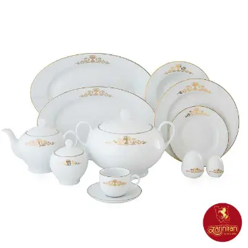 سرویس چینی زرین ایتالیا اف کوئین طلایی 12 نفره 102 پارچه