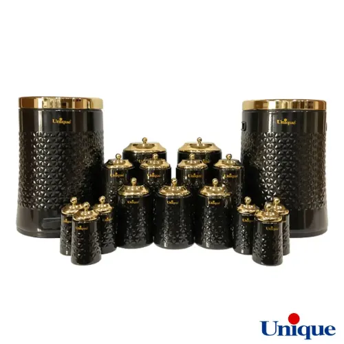 سرویس آشپزخانه 17 پارچه یونیک گلکسی مشکی در طلا UN-4629