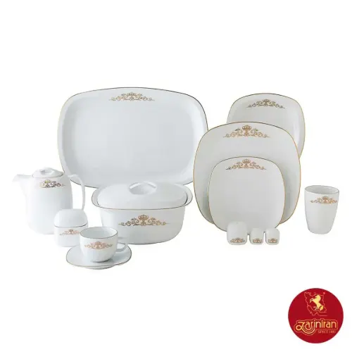 سرویس چینی زرین کواترو کوئین طلایی 12 نفره 98 پارچه