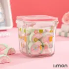 ظرف شیشه ای مربع دربدار لیمون 860 میلی لیتری چاپی 2110