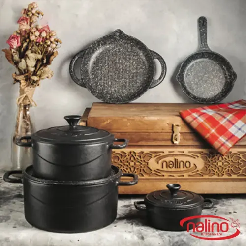 سرویس قابلمه چدن 8 پارچه نالینو مدل Tekla تکلا (جعبه چوبی)
