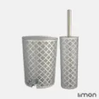 سطل و فرچه لیمون طرح گل نقره ای 1820