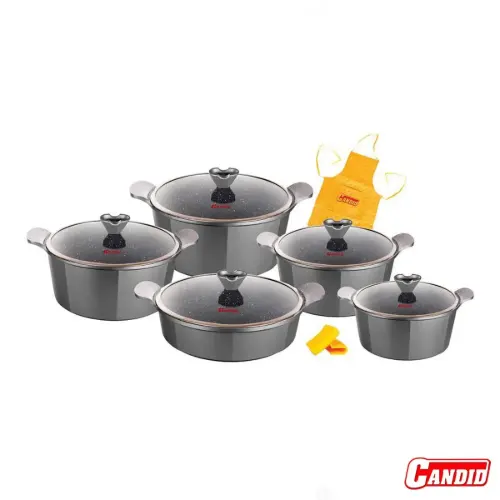 سرویس قابلمه بایوگرانیت 10 پارچه کاندید مدل اسکار رنگ دودی