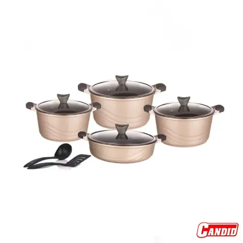 خرید سرویس قابلمه گرانیتی 10 پارچه کاندید مدل اوشن رنگ بژ
