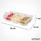 اردورخوری شیشه ای لیمون مستطیل 3 خانه پایه استیل 2104